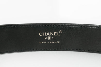 Ceinture en cuir noir Chanel