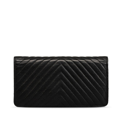 Chanel Chevron Cocomark V titch Long Wallet Black Silver   CHANEL