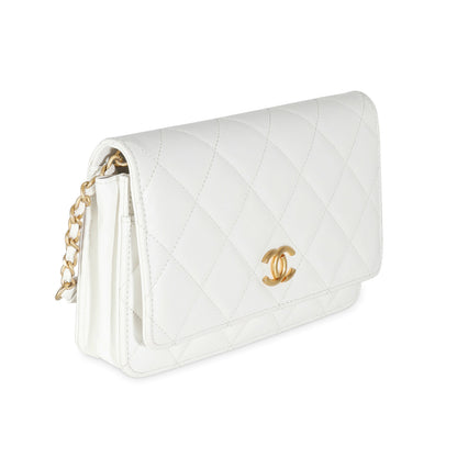 CHANEL White Quilted Goatskin Punk Essentials Wallet On Chain
