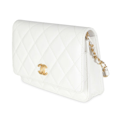 CHANEL White Quilted Goatskin Punk Essentials Wallet On Chain