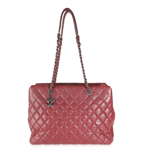 Chanel Burgundy Quilted Caviar Large City Shopping Tote