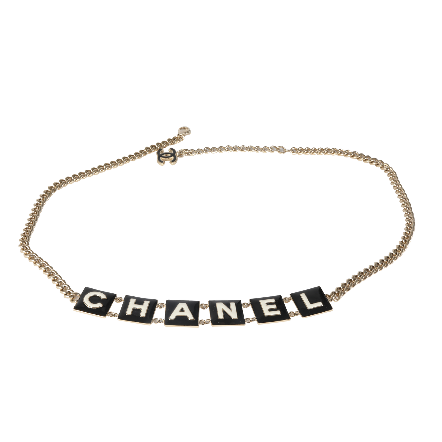 2022 Black & White Enamel Gold Plated Logo Belt