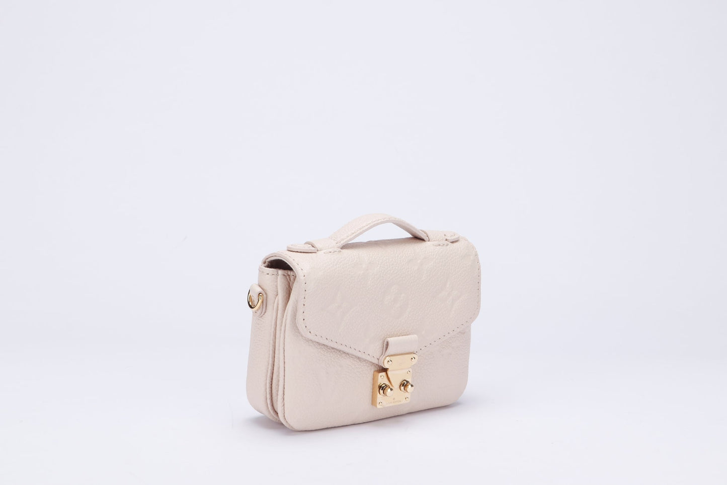 Louis Vuitton Micro Métis (M81390) Monogram Empreinte Beige Color, Gold Hardware with Gold Chain, Dust Cover & Box