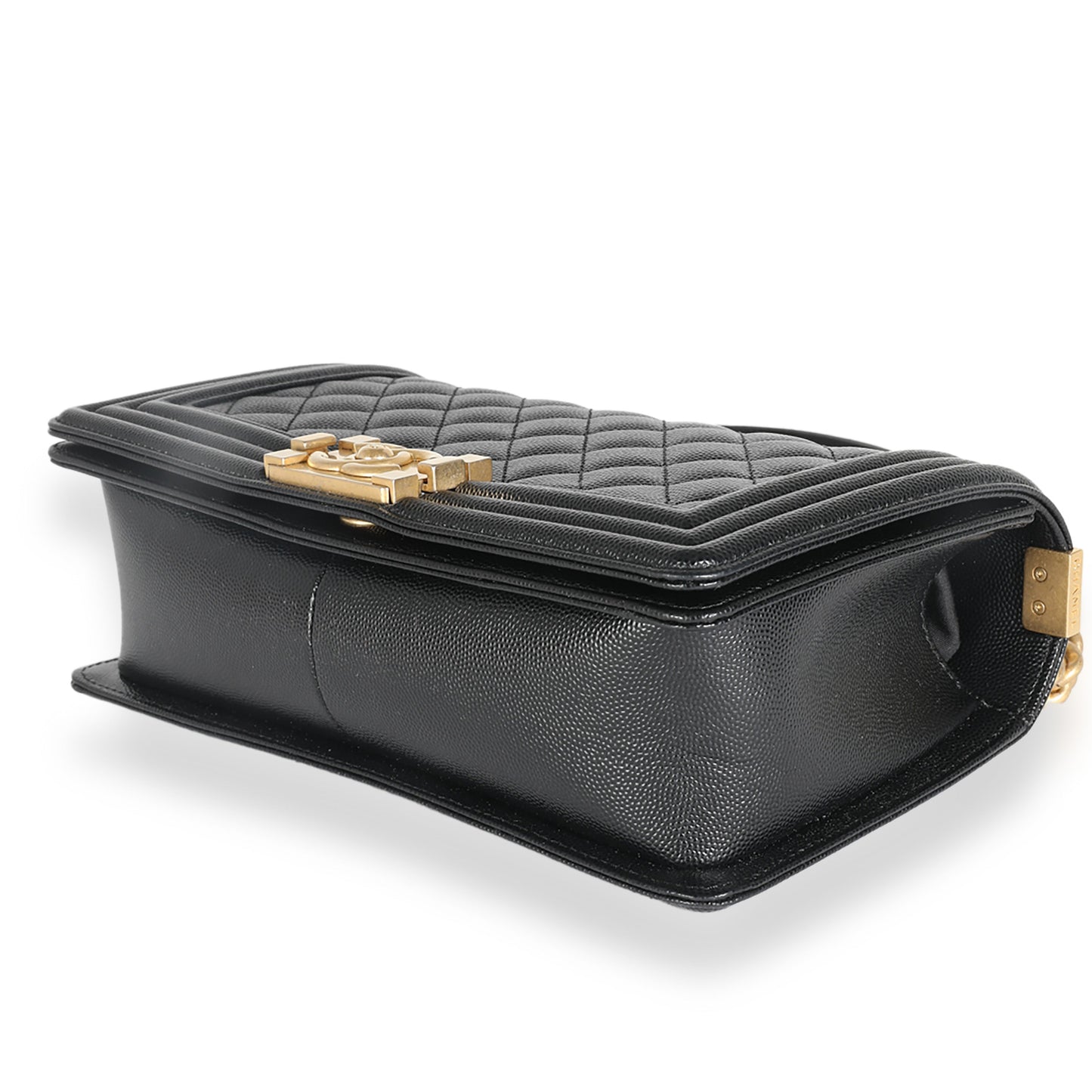 Black Quilted Caviar Medium Boy Bag