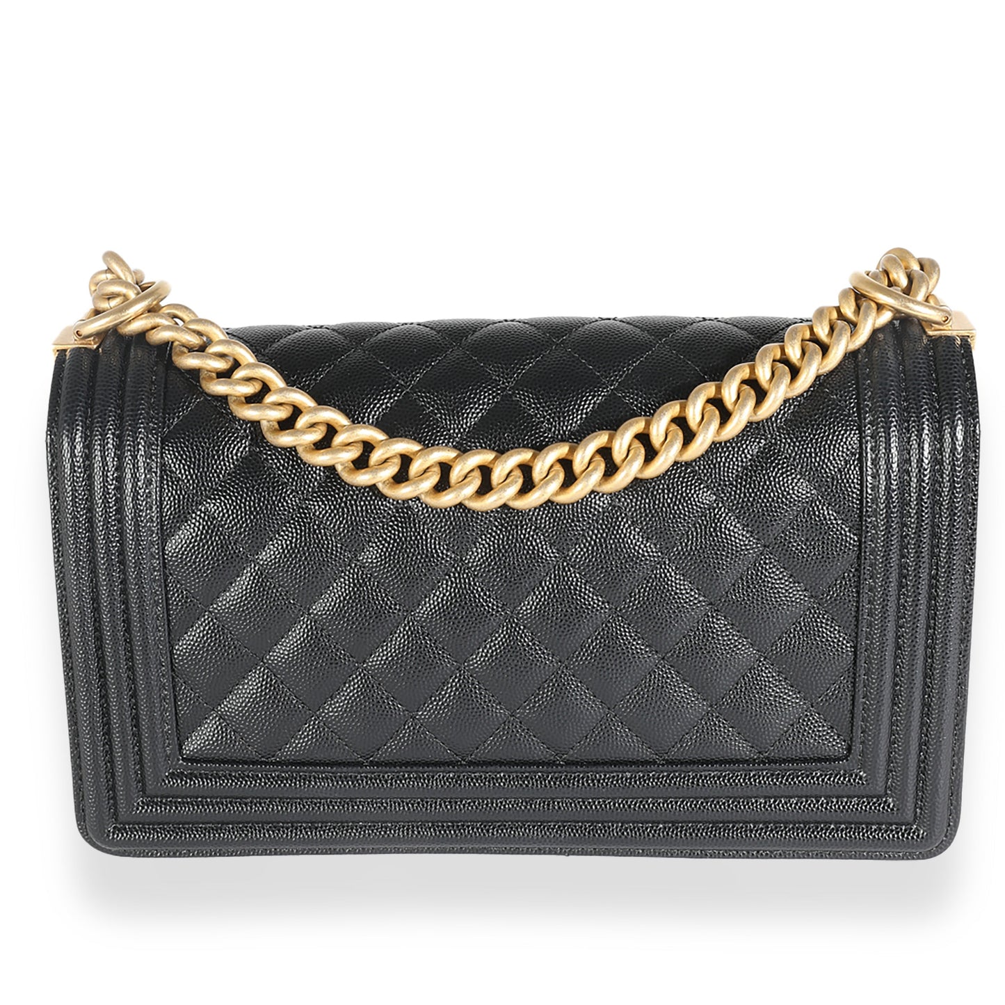 Black Quilted Caviar Medium Boy Bag