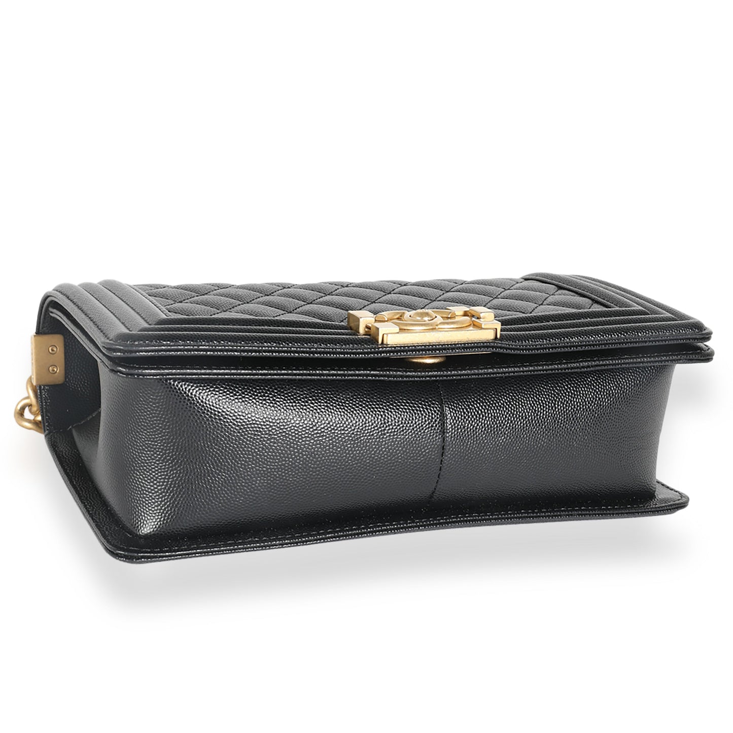 Black Quilted Caviar Medium Boy Bag