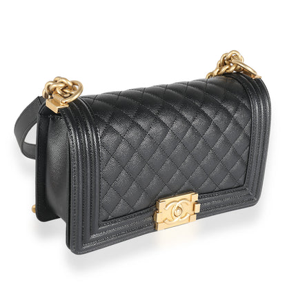 Black Quilted Caviar Medium Boy Bag