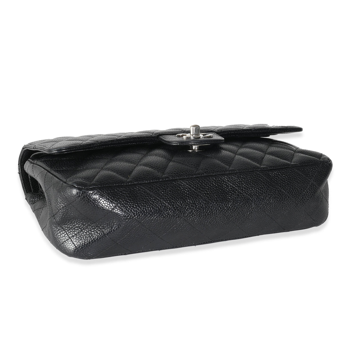 Black Quilted Caviar Medium Classic Double Flap Bag