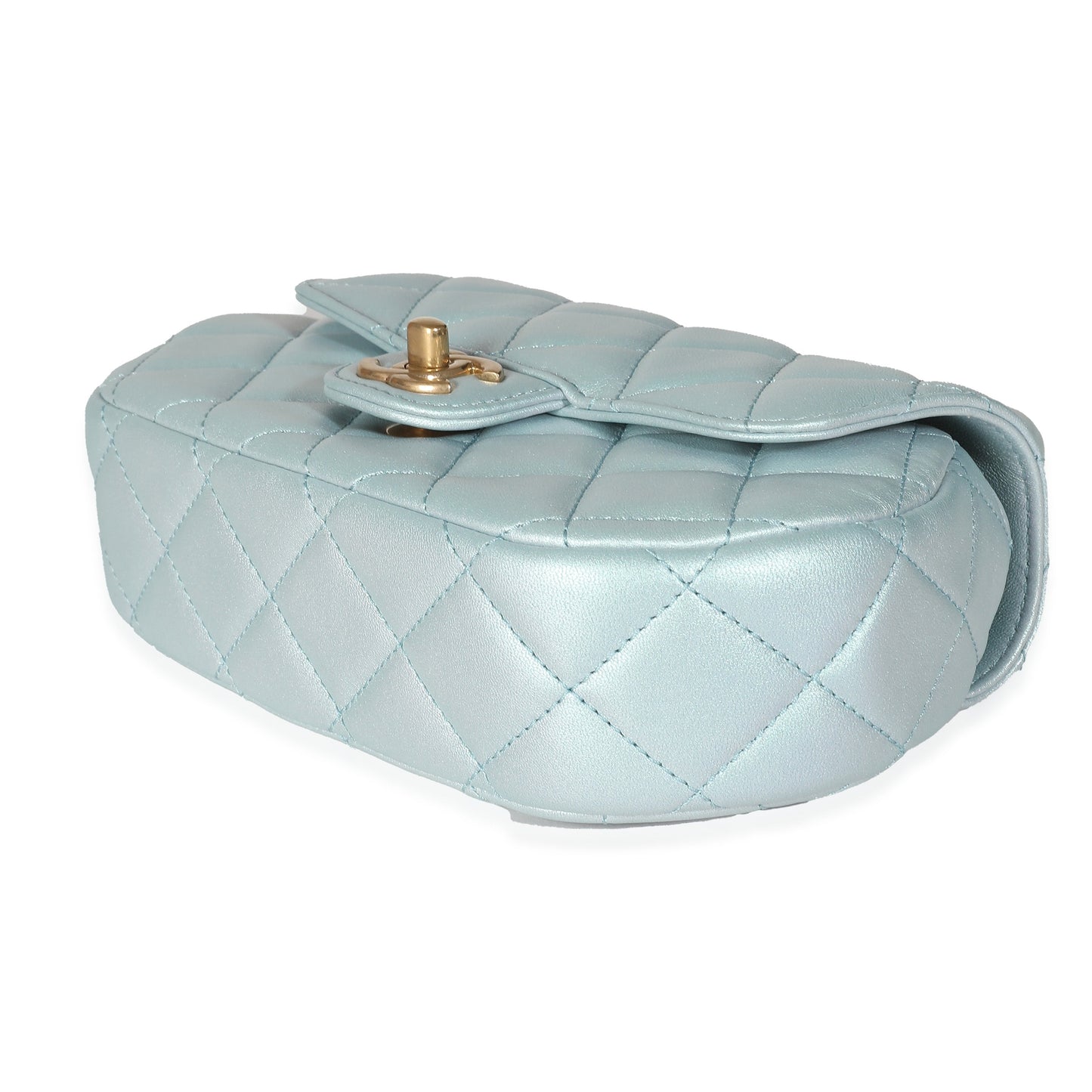 24C Light Blue Iridescent Quilted Lambskin Small Top Handle Bag