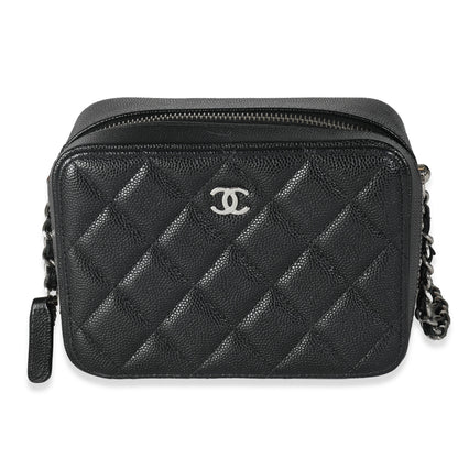 Chanel Black Quilted Caviar Square Zip Around Camera Bag