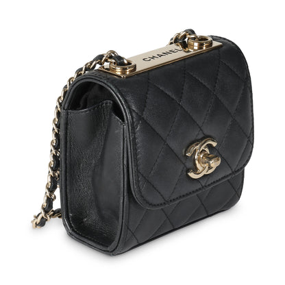 Black Quilted Lambskin Trendy CC Clutch With Chain