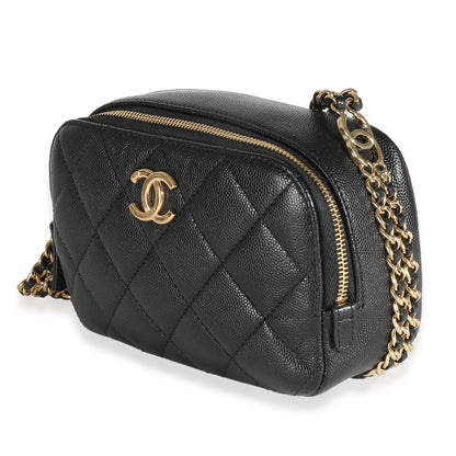 23C Black Quilted Caviar Chain Melody Camera Case
