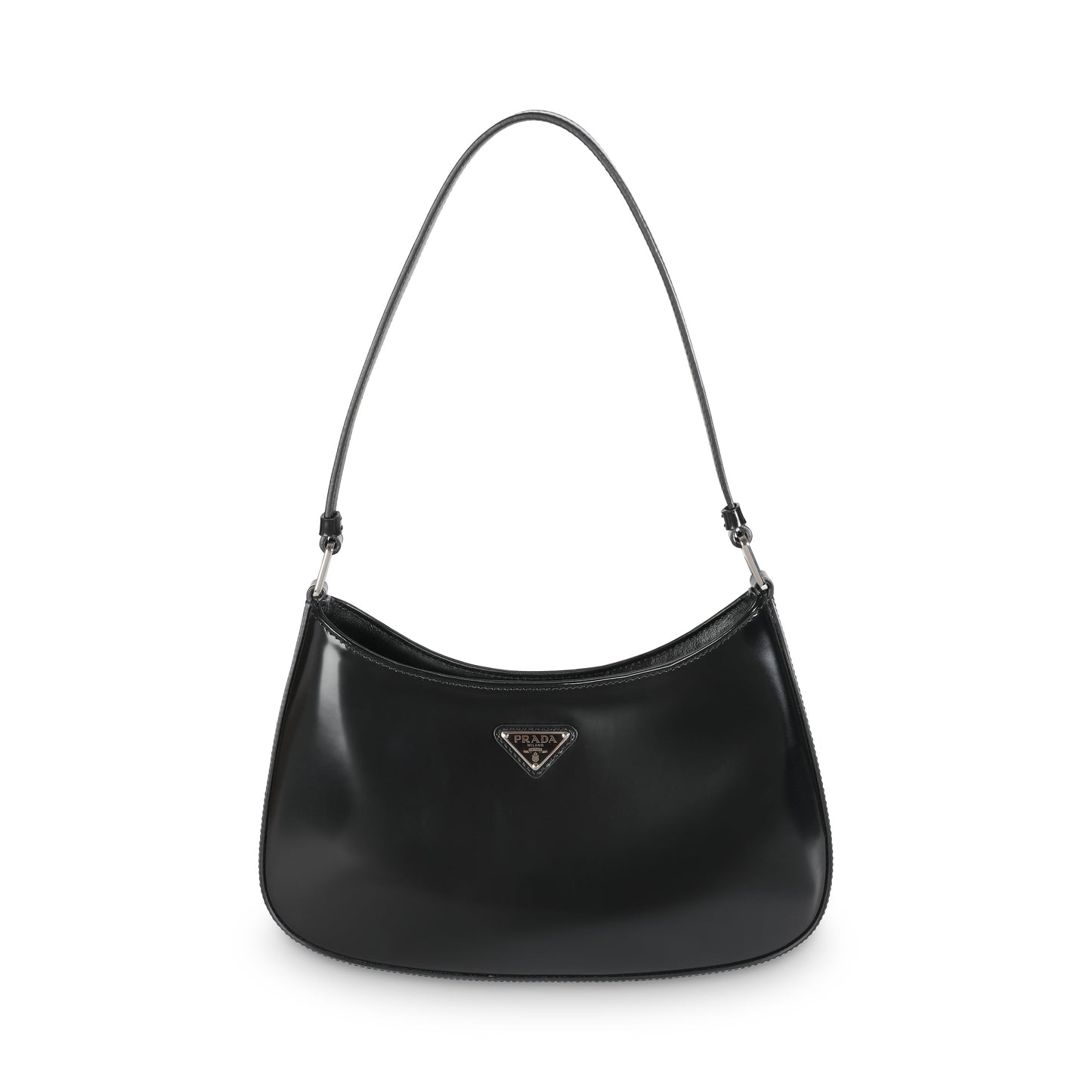 PRADA Black Brushed Leather Cleo Shoulder Bag