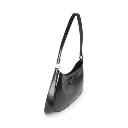 PRADA Black Brushed Leather Cleo Shoulder Bag