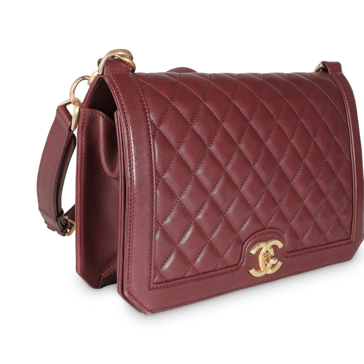 Chanel Burgundy Quilted Lambskin Large New Bag