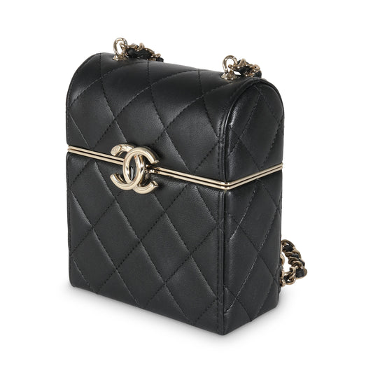 23C Black Quilted Lambskin Box Chain Vanity