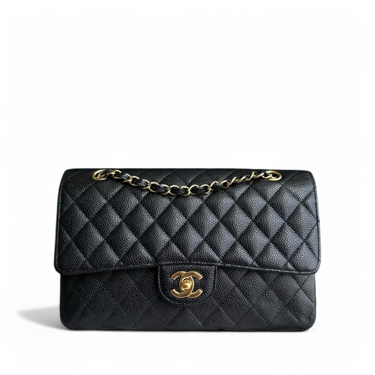 Chanel Classic Flap Medium - Caviar 25CM Quilted Black Gold Hardware Series 13