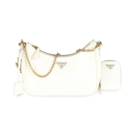 PRADA White Saffiano Re-Edition 2005 Bag