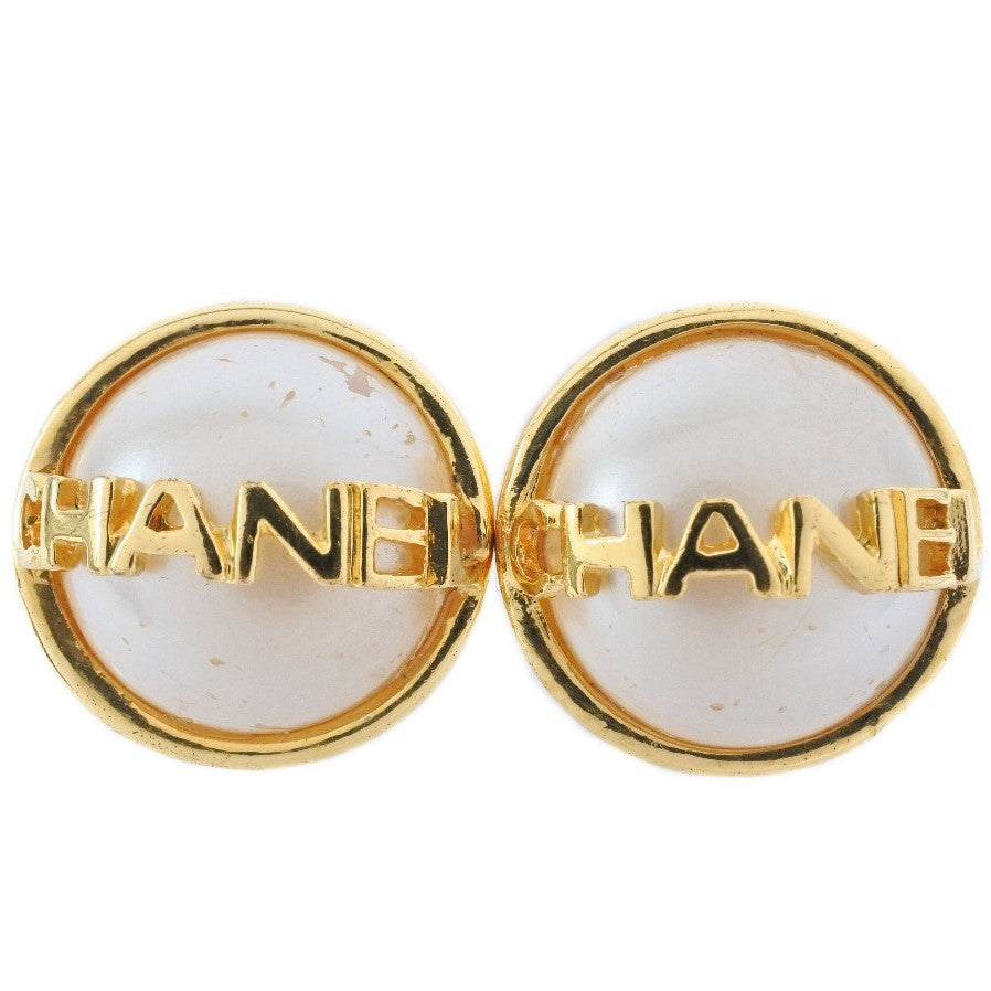 CHANEL Earring Plated Gold, Faux Pearl gold Women Used