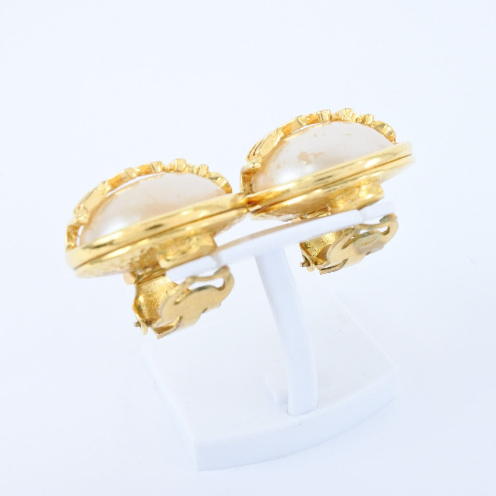 CHANEL Earring Plated Gold, Faux Pearl gold Women Used