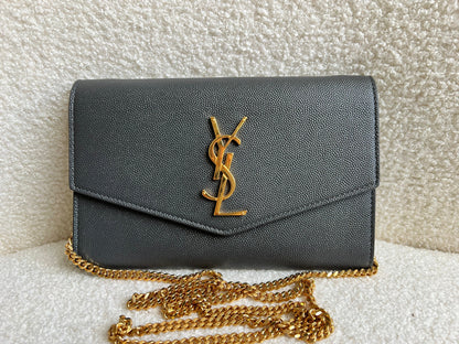 Yves Saint Laurent (YSL) Grey Uptown Chain Wallet