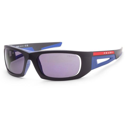 title:Prada Men's PS-02YS-16G05U Linea Rossa 59mm Matte Black/Blue Sunglasses;color:Dark Blue Mirror Violet Tuning Lens, Matte Black/Blue Frame