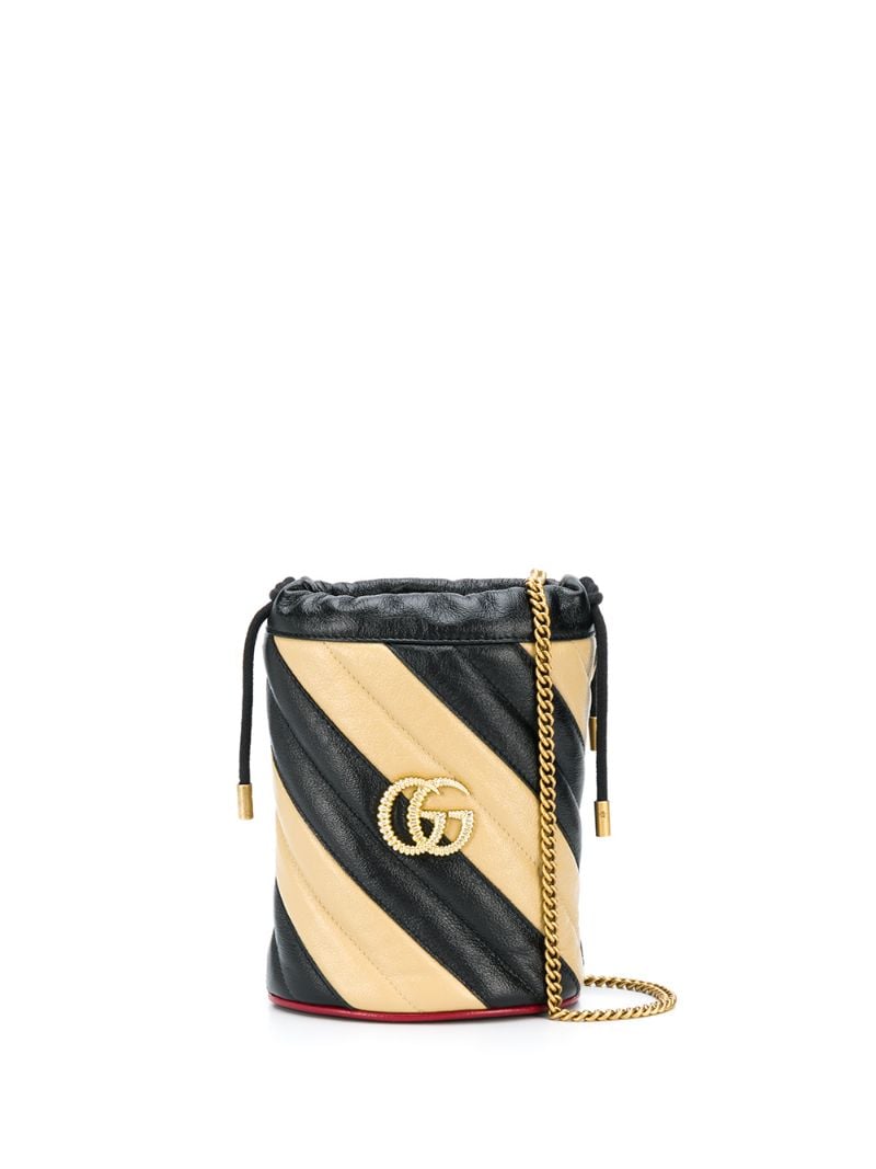 Gucci - GG Marmont striped bucket bag - women - Leather - One Size - Black