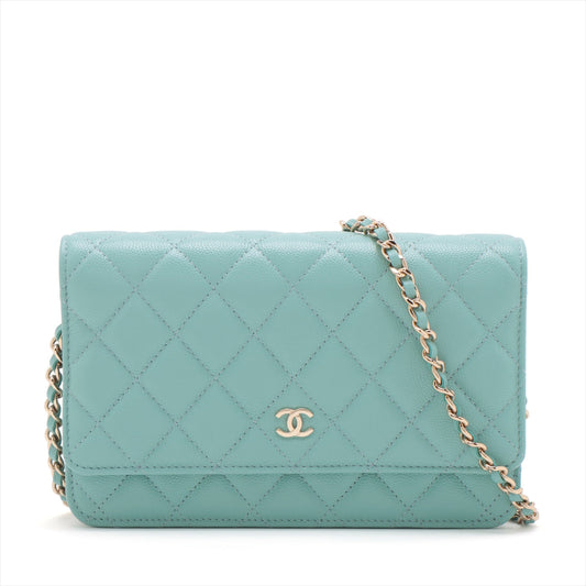 Chanel Matrasse Caviar S Chain Wallet Blue Silver G  29th