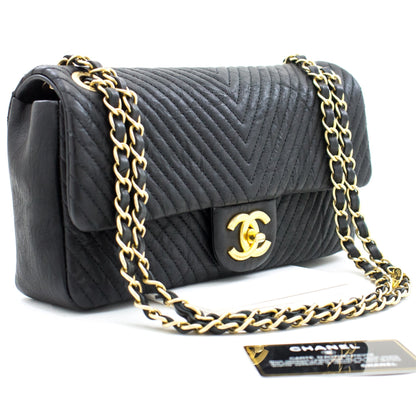 Chanel 2015 Chevron V-Stitch Leather Chain Flap Shoulder Bag