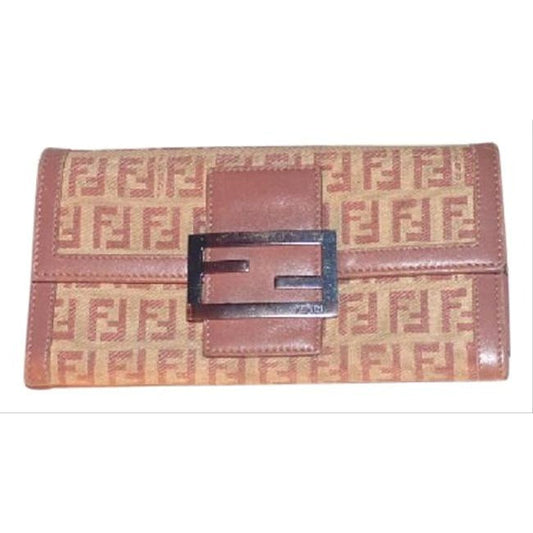 Fendi Pink Nude Zucchino Print Xl Wallet