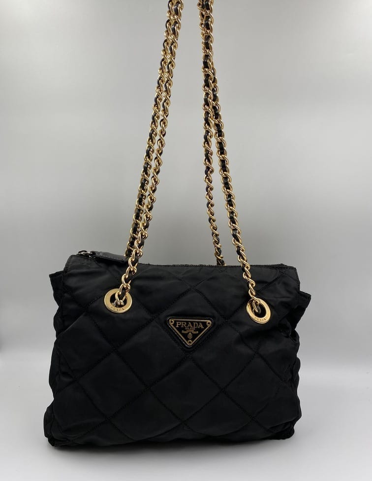 Prada Nylon Shoulder Bag with Chain Handle