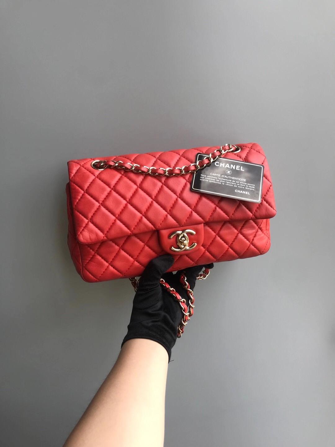 Timeless Classic Leather Double Flap Red Bag