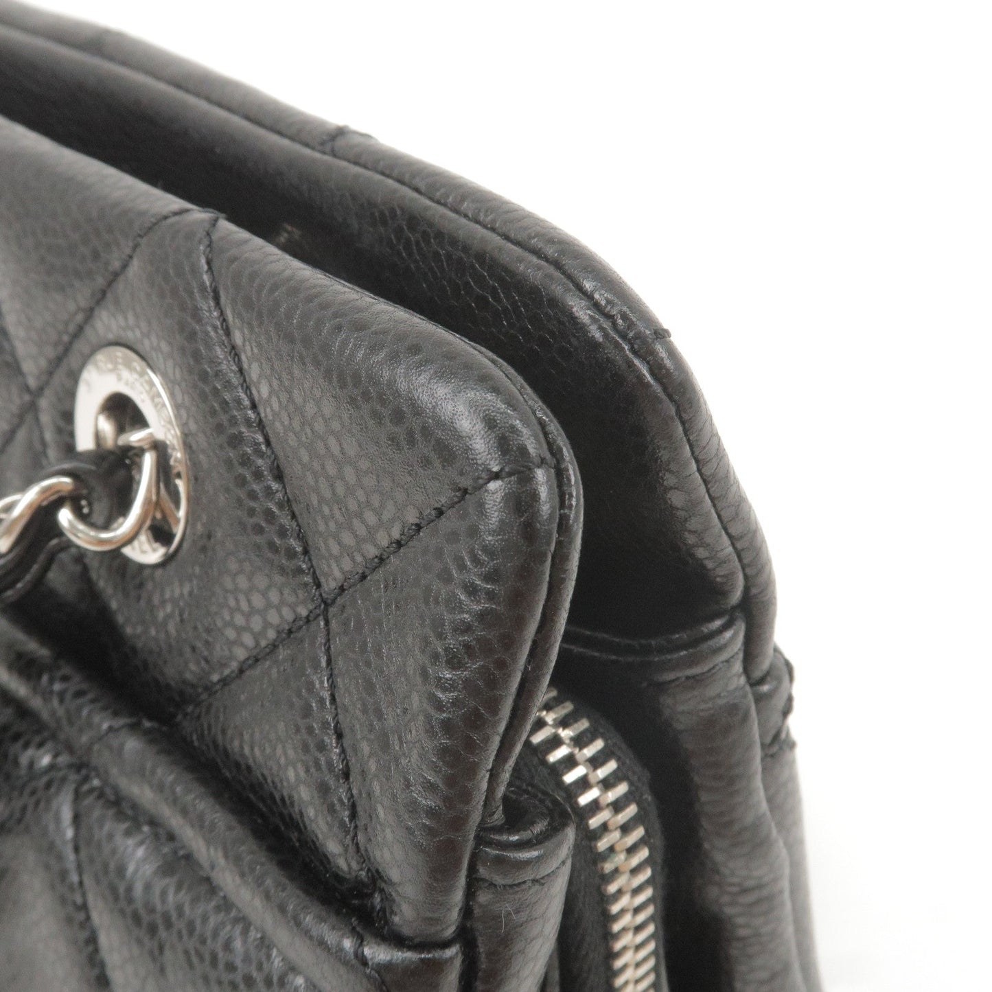 CHANEL Matelasse Caviar Skin Chain Tote Bag Black A67294