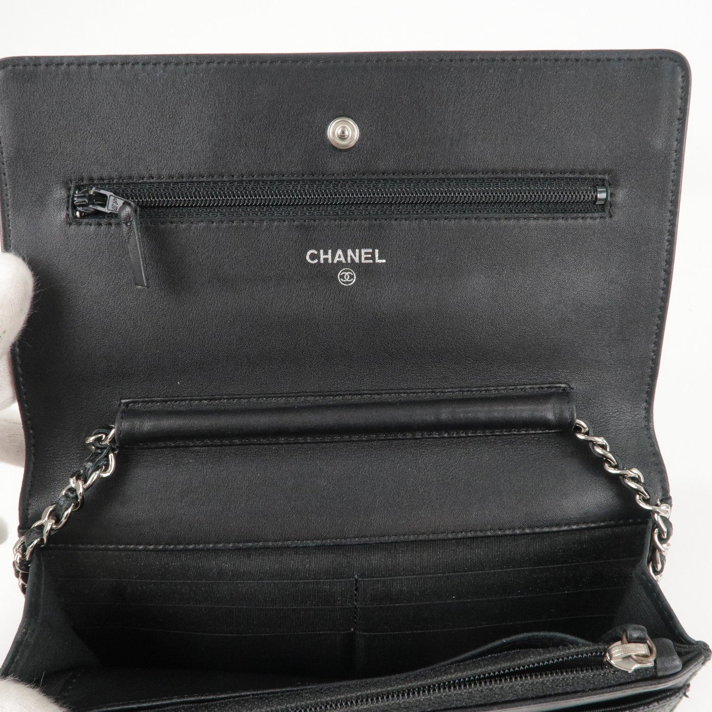 CHANEL Coco Mark Caviar Skin Chain Wallet Shoulder Bag A48654