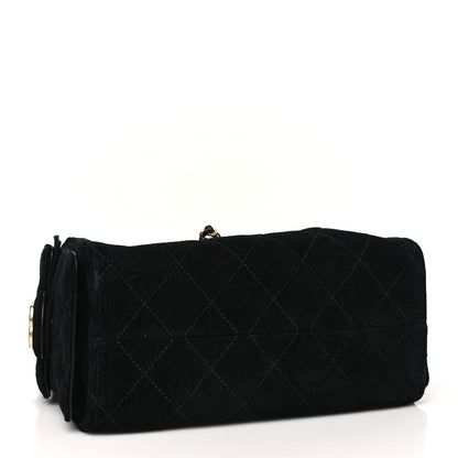 Suede Quilted Mini Chanel 25 Handbag Black