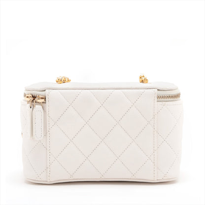 Chanel Matrasse Caviar S Chain Shoulder Bag Vanity White G