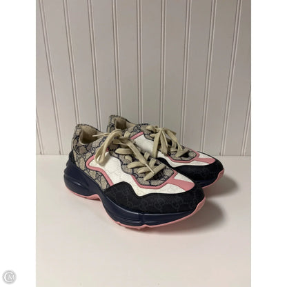 Shoes Luxury Designer By Gucci In Blue & Pink, Size: 7