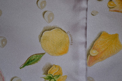 Hermes Purple Roses Flower 100% Silk Long Scarf