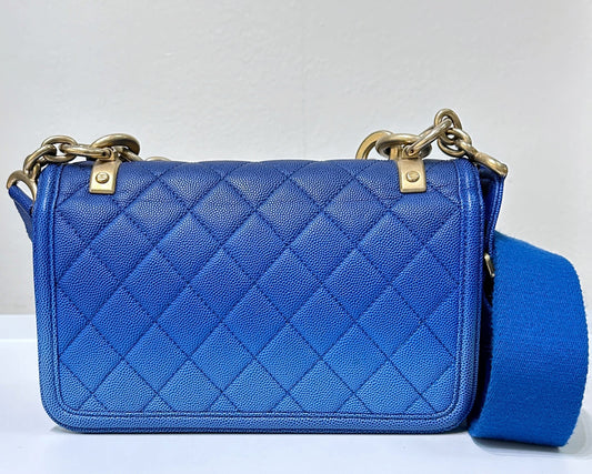 CHANEL Caviar Quilted Small Sunset On The Sea Flap Blue