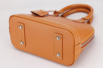 LOUIS VUITTON M57540 ALMA BB, GOLD MIEL EPI LEATHER, WITH STRAP, KEYS, LOCK, DUST COVER & BOX