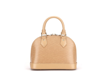 LOUIS VUITTON M22386 ALMA BB, CAMEL COLOR EPI LEATHER, WITH STRAP, KEYS, LOCK, DUST COVER & BOX