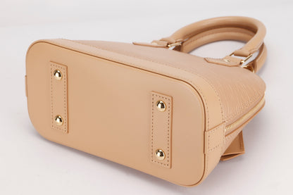 LOUIS VUITTON M22386 ALMA BB, CAMEL COLOR EPI LEATHER, WITH STRAP, KEYS, LOCK, DUST COVER & BOX