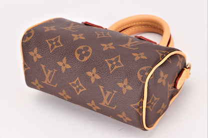 LOUIS VUITTON M81085 NANO SPEEDY MONOGRAM CANVAS, WITH STRAP, DUST COVER & BOX