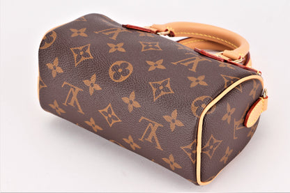 LOUIS VUITTON M81085 NANO SPEEDY MONOGRAM CANVAS, WITH STRAP, DUST COVER & BOX