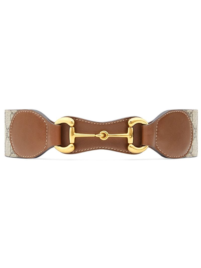 Gucci - Horsebit leather belt - women - Leather/Canvas/metal - 85 - Neutrals