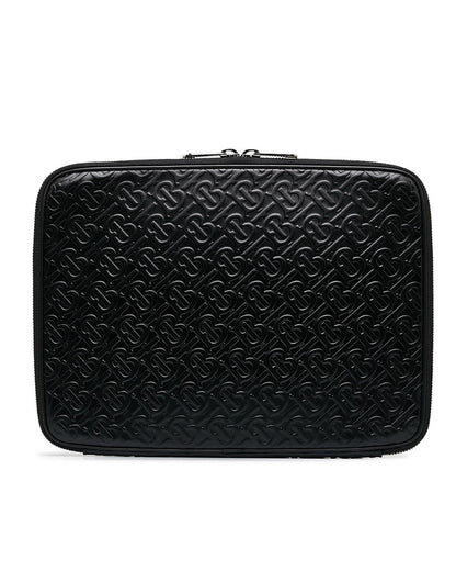 BURBERRY Women's Black Embossed Logo Laptop Case Bag in Black