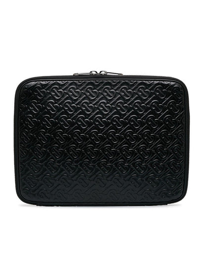 BURBERRY Women's Black Embossed Logo Laptop Case Bag in Black