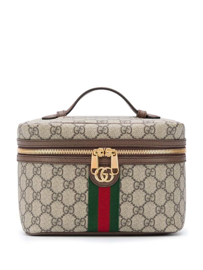 Gucci - GG canvas beauty case - women - Calf Leather - One Size - Brown