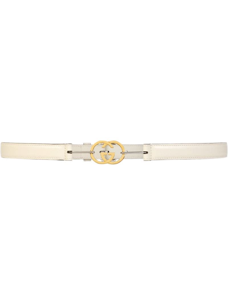 Gucci - interlocking G buckle belt - women - Leather - 75, 80, 85, 90 - White