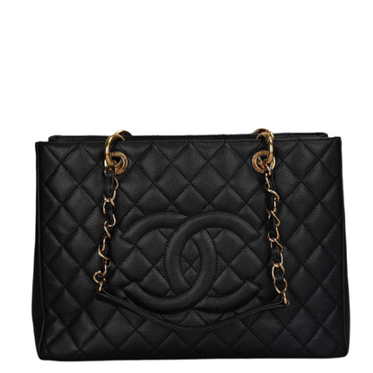 Chanel Grand Shopping Tote Black GST Bag in Caviar Leather with Gold Hardware from 2012